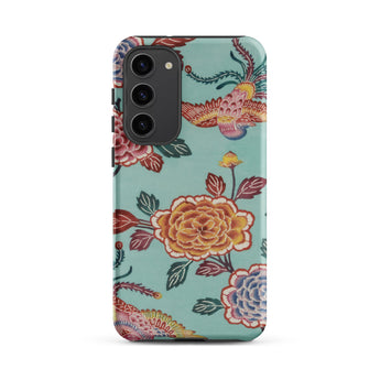 Tree Peonies & Peacocks Bingata Panel Samsung Case, Galaxy S23 Plus / Matte, Smartphone Floral Bird-patterned Protective Case