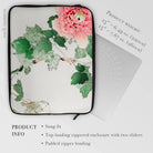 Tree Peony - Watanabe Seitei Laptop Sleeve, Laptop Sleeve Delicate Floral Design Pink Peony Green