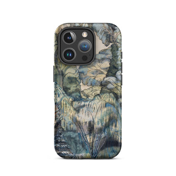 Trees in Bird Garden Iver Heath - Paul Nash Phone Case Iphone 16 Pro / Matte Phone Case Detailed Painterly Landscape Design Muted Blues