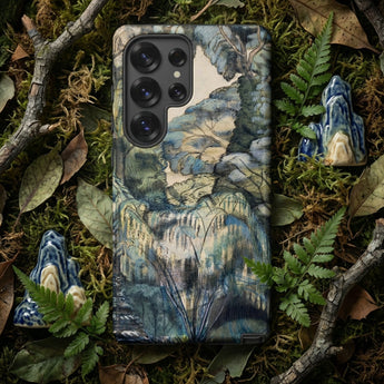 Trees in Bird Garden Iver Heath - Paul Nash Phone Case Phone Case Detailed Painterly Landscape Design Muted Blues Nash’s Bird, Paul Bird