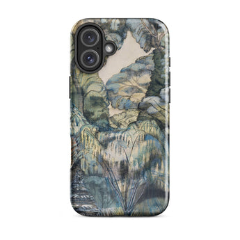 Trees in Bird Garden Iver Heath - Paul Nash Phone Case Iphone 16 Plus / Gloss Phone Case Detailed Painterly Landscape Design Muted Blues