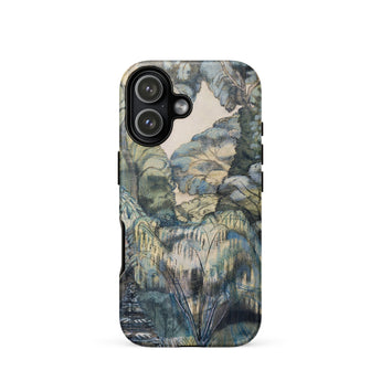Trees in Bird Garden Iver Heath - Paul Nash Phone Case Iphone 17 / Matte Phone Case Detailed Painterly Landscape Design Muted Blues Nash’s