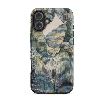 Trees in Bird Garden Iver Heath - Paul Nash Phone Case Iphone 16 Plus / Matte Phone Case Detailed Painterly Landscape Design Muted Blues