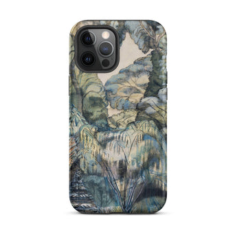 Trees in Bird Garden Iver Heath - Paul Nash Phone Case Iphone 12 Pro Max / Matte Phone Case Detailed Painterly Landscape Design Muted Blues
