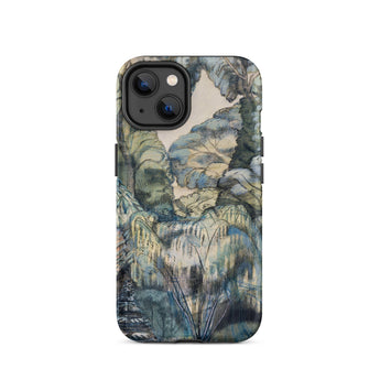 Trees in Bird Garden Iver Heath - Paul Nash Phone Case Iphone 14 / Matte Phone Case Detailed Painterly Landscape Design Muted Greens Nash’s