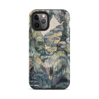 Trees in Bird Garden Iver Heath - Paul Nash Phone Case Iphone 11 Pro / Matte Phone Case Detailed Painterly Landscape Design Muted Greens