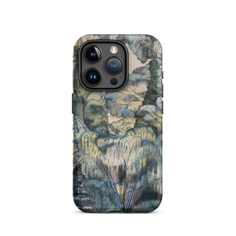 Trees in Bird Garden Iver Heath - Paul Nash Phone Case Iphone 15 Pro / Matte Rugged Phone Case Detailed Muted-toned Landscape Illustration