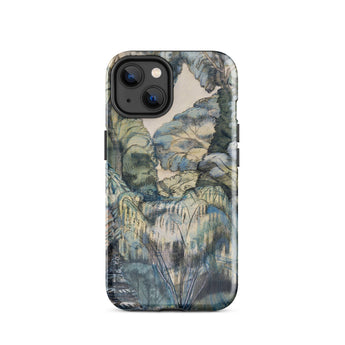Trees in Bird Garden Iver Heath - Paul Nash Phone Case Iphone 14 / Gloss Rugged Phone Case Detailed Painterly Landscape Design Muted Nash’s