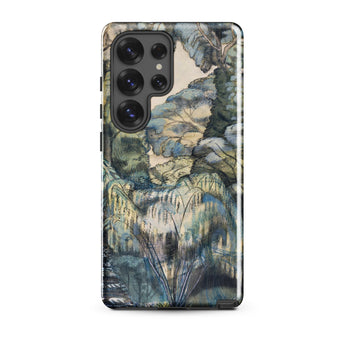 Trees in Bird Garden Iver Heath - Paul Nash Phone Case Mobile Cases Phone Case Detailed Impressionistic Landscape Painting Muted Blues