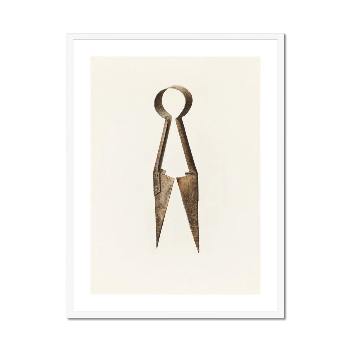 Trimming Shears Harold Ballerd Farmhouse Art Print, Antique Metal Scissors Shears Spring Like Handle Design