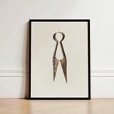 Trimming Shears - Harold Ballerd Farmhouse Art Print / Canvas Framed Artwork Pair Vintage Rusted Metal Antique, Agrarian Antiquity Prints