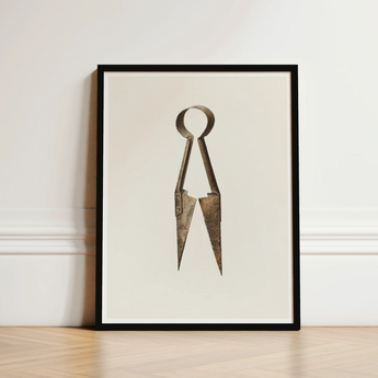 Trimming Shears - Harold Ballerd Farmhouse Art Print / Canvas Framed Artwork Pair Vintage Rusted Metal Antique, Agrarian Antiquity Prints