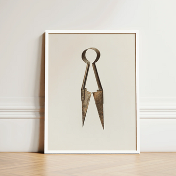 Trimming Shears - Harold Ballerd Farmhouse Art Print / Canvas Framed Vintage-style Metal Pair Scissors Rusted Weathered, Agrarian Antiquity