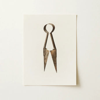 Trimming Shears - Harold Ballerd Farmhouse Art Print / Canvas Antique Bronze-colored Metal Scissors Circular Handle Worn Rusted, Agrarian