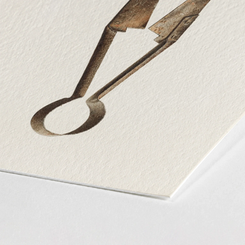 Trimming Shears - Harold Ballerd Farmhouse Art Print / Canvas Vintage-style Illustration Pair Metal Tongs Rusted Aged Patina, Agrarian
