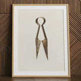 Trimming Shears - Harold Ballerd Farmhouse Art Print / Canvas Vintage-style Metal Compass Weathered Rust-toned Finish Two Pointed, Agrarian