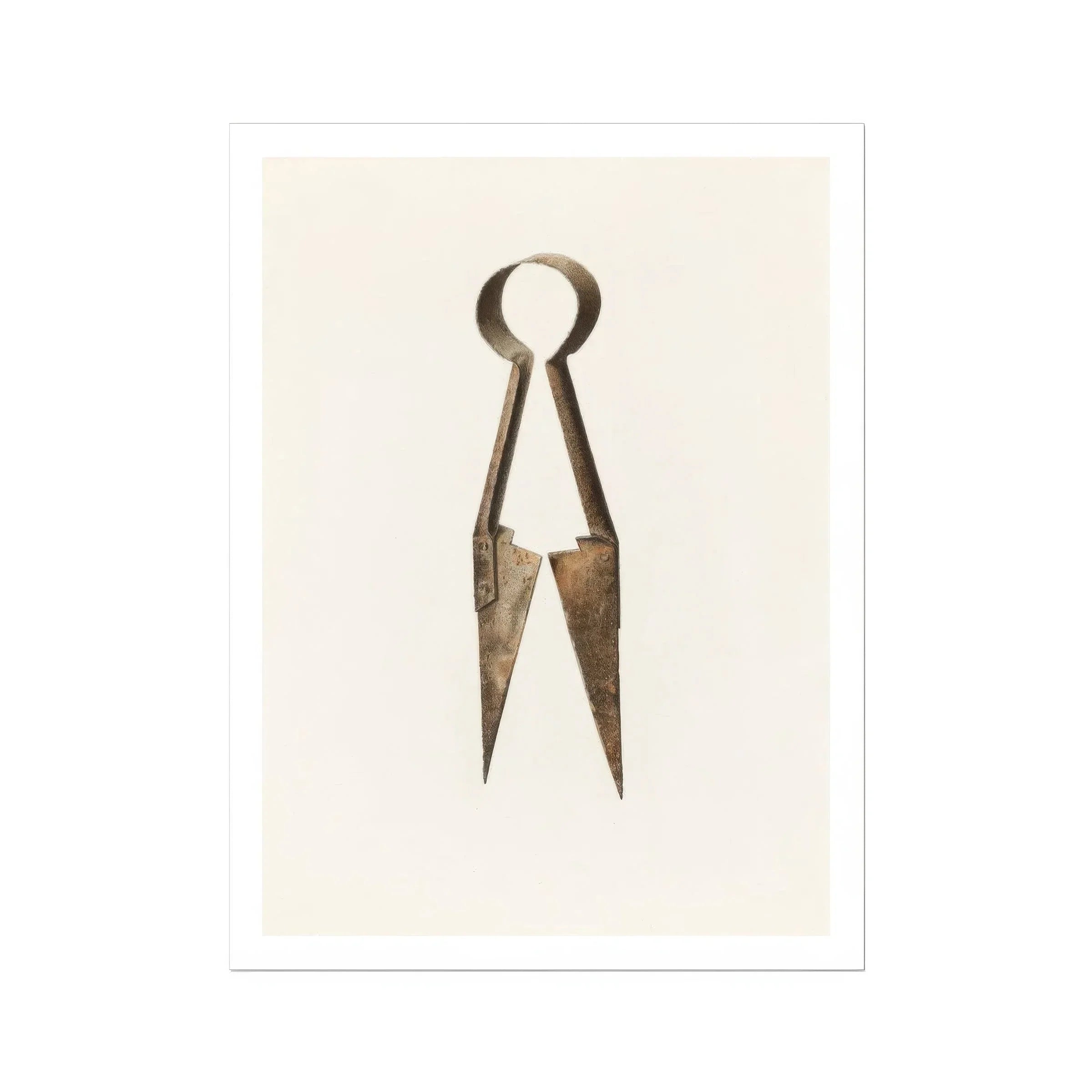 Trimming Shears Harold Ballerd Farmhouse Art Print, Rustic Metal Scissors Shears Simple Spring Style Handle