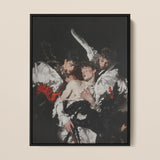 Trinity - Unholy Gay Angels Framed Canvas, 12x16’’ / 31x41cm / Black Floating Frame, Framed Painting Man Surrounded