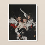 Trinity - Unholy Gay Angels Framed Canvas, 12x16’’ / 31x41cm / White Floating Frame, Framed Painting Four Men Dark Bare-chested Seemingly