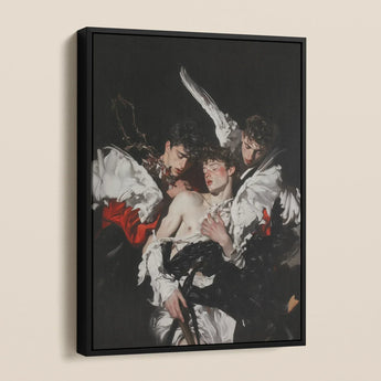 Trinity - Unholy Gay Angels Framed Canvas, Framed Oil Painting Dramatic Biblical Mythological Scene Multiple