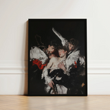 Black-framed Art Print Dramatic Baroque-style Painting Figures White Unholy Gay Saints, Stitching