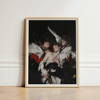 Framed Art Print Dramatic Baroque-style Painting Three Figures Unholy Gay Saints, Stitching