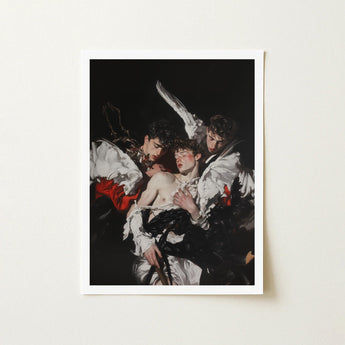 Trinity - Unholy Gay Saints Art Print / Canvas Framed Dramatic Darkly Lit Classical Painting, Stitching Prints