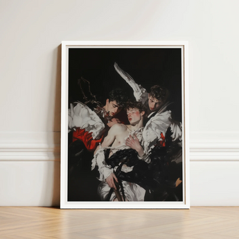 Framed Art Print Dramatic Baroque-style Painting Three Figures Unholy Gay Saints, Stitching