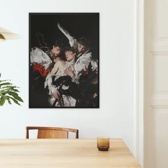 Trinity - Unholy Gay Saints Art Print / Canvas Black-framed Artwork Dramatic Baroque-style Scene Figures White Red Unholy Gay Saints,