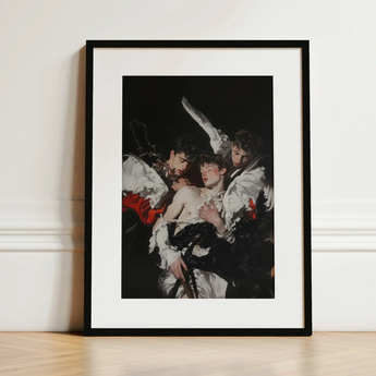 Trinity - Unholy Gay Saints Art Print / Canvas Black-framed Art Print Dramatic Dark-toned Painting Three Figures Unholy Gay Saints, Saints