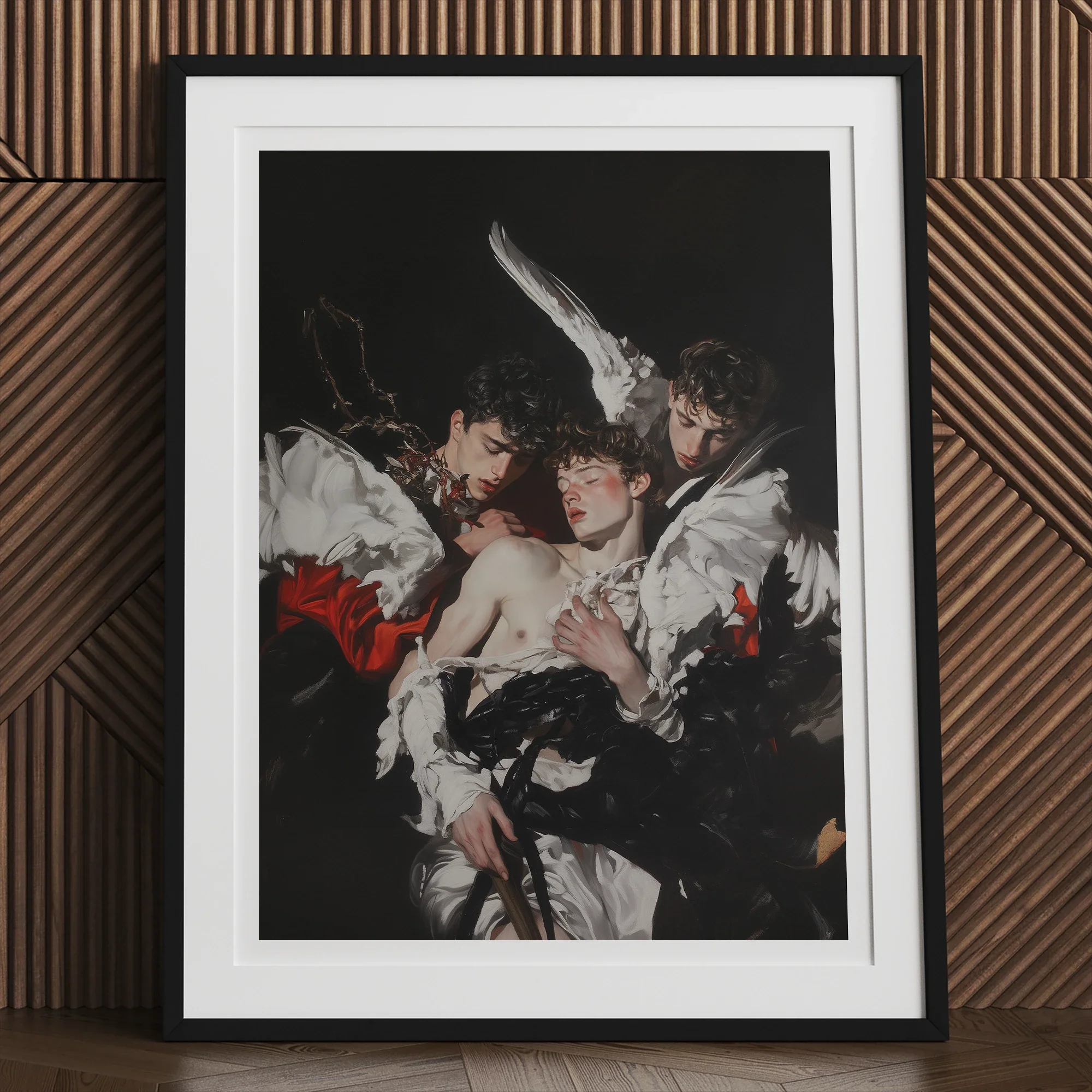 Trinity - Unholy Gay Saints Art Print, Framed Caravaggio-style Painting