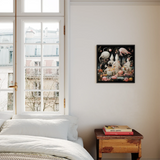 Triple Threat - Creepy Renaissance Art Framed Canvas, Framed Surrealist Flamingo Artwork