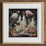 Triple Threat - Creepy Renaissance Art Print, 12x12’’ / 31x31cm / Natural Frame / 2’’ Matboard, Framed Artwork Fantastical Figures Objects