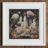 Triple Threat - Creepy Renaissance Art Print, 12x12’’ / 31x31cm / White Frame / 2’’ Matboard, Framed Surrealist Artwork Fantastical