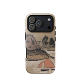Trois Bateaux Sur Le Trieux - Paul Serusier Phone Case Iphone 17 Pro / Gloss Beige Black Illustrated Phone Case Stylized Mountain Landscape