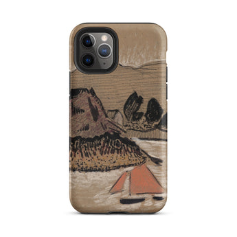 Trois Bateaux Sur Le Trieux - Paul Serusier Phone Case Iphone 11 Pro / Matte Beige Phone Case Stylized Landscape Illustration Brown