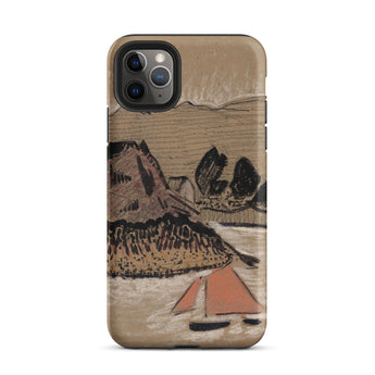 Trois Bateaux Sur Le Trieux - Paul Serusier Phone Case Iphone 11 Pro Max / Matte Beige Phone Case Stylized Landscape Illustration Mountains