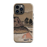 Trois Bateaux Sur Le Trieux - Paul Serusier Phone Case Iphone 13 Pro Max / Gloss Beige Phone Case Stylized Landscape Painting Brown Black