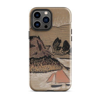 Trois Bateaux Sur Le Trieux - Paul Serusier Phone Case Iphone 13 Pro Max / Gloss Beige Phone Case Stylized Landscape Painting Brown Black