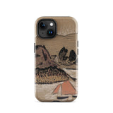 Trois Bateaux Sur Le Trieux - Paul Serusier Phone Case Iphone 15 / Gloss Beige Phone Case Stylized Landscape Illustration Brown Mountains