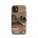 Trois Bateaux Sur Le Trieux - Paul Serusier Phone Case Iphone 11 / Matte Beige Phone Case Stylized Textured Landscape Illustration Brown