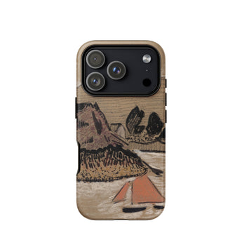 Trois Bateaux Sur Le Trieux - Paul Serusier Phone Case Iphone 17 Pro / Matte Beige Wooden-textured Phone Case Stylized Landscape Mountains