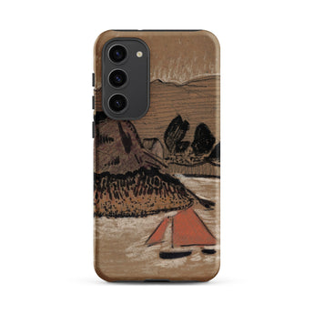 Trois Bateaux Sur Le Trieux - Paul Serusier Phone Case Samsung Galaxy S23 Plus / Matte Brown Phone Case Textured Impressionistic Landscape