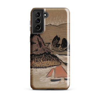 Trois Bateaux Sur Le Trieux - Paul Serusier Phone Case Samsung Galaxy S21 Plus / Gloss Tan Smartphone Case Stylized Landscape Painting