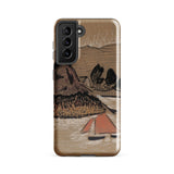 Trois Bateaux Sur Le Trieux - Paul Serusier Phone Case Samsung Galaxy S21 Fe / Gloss Tan Phone Case Stylized Landscape Painting Brown Hills
