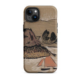 Trois Bateaux Sur Le Trieux - Paul Serusier Phone Case Iphone 15 Plus / Matte Tan Phone Case Stylized Landscape Painting Brown Black Paul