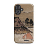 Trois Bateaux Sur Le Trieux - Paul Serusier Phone Case Iphone 16 Plus / Gloss Tan Phone Case Stylized Landscape Illustration Mountains
