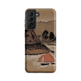 Trois Bateaux Sur Le Trieux - Paul Serusier Phone Case Samsung Galaxy S21 Fe / Matte Tan Phone Case Stylized Landscape Painting Brown Black