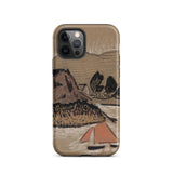 Trois Bateaux Sur Le Trieux - Paul Serusier Phone Case Iphone 12 Pro / Matte Tan Phone Case Stylized Landscape Illustration Brown Mountains