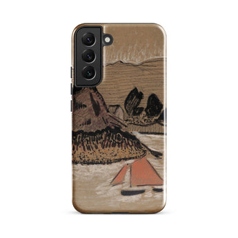 Trois Bateaux Sur Le Trieux - Paul Serusier Phone Case Samsung Galaxy S22 Plus / Gloss Tan Phone Case Stylized Textured Illustration